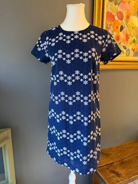 June & Ivy Women's Navy Blue Floral Eyelet Mini Dress